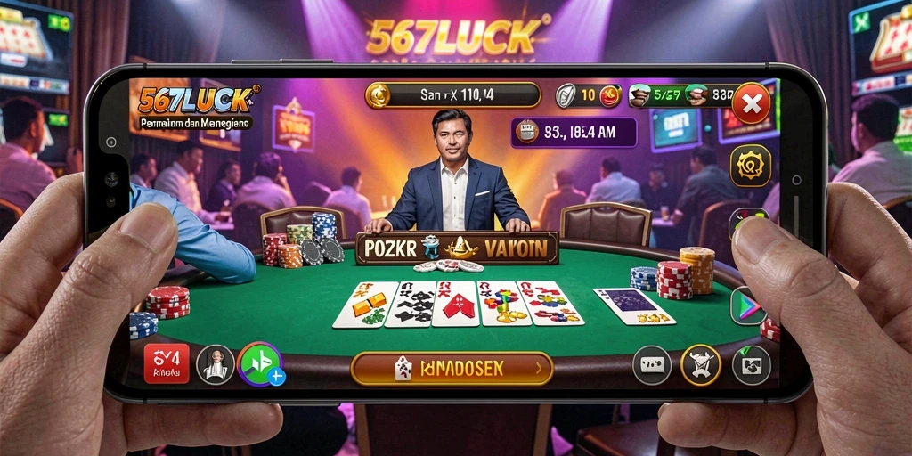 Tampilan gameplay poker yang mendebarkan di 567LUCK.