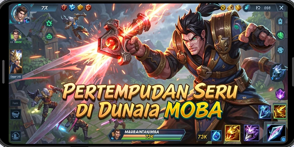 Tangkapan layar menampilkan pertarungan sengit di arena MOBA.