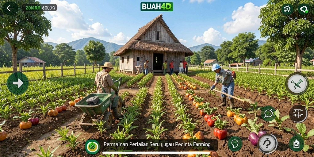 Tampilan gameplay BUAH4D yang menawan dengan kebun yang subur.