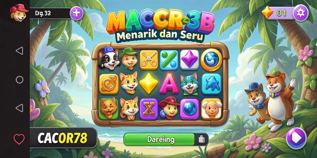 Screenshot gameplay CACOR78 yang menampilkan pencocokan item Match-3.