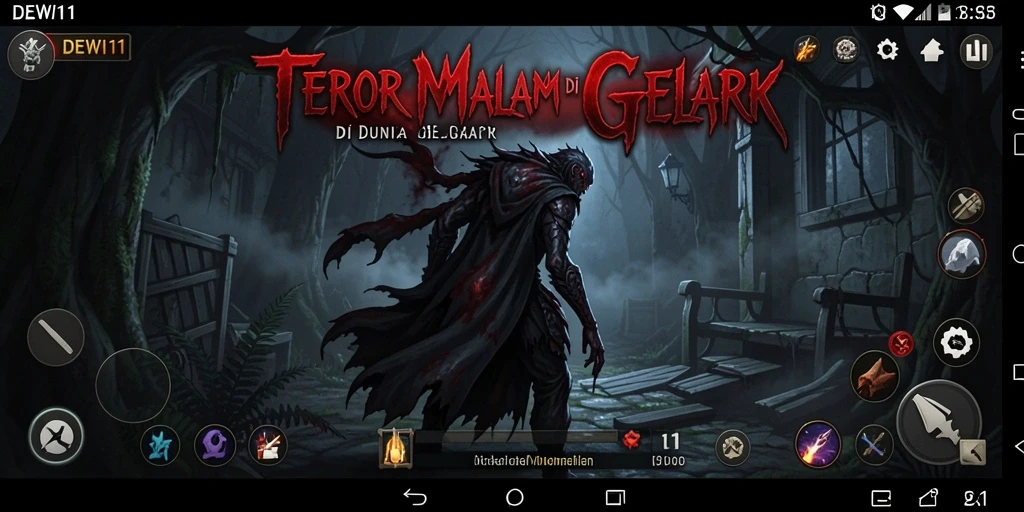 Screenshot gameplay DEWI11 menampilkan suasana horror yang mencekam.