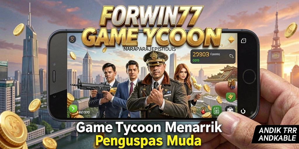 Tampilan gameplay menarik FORWIN77 yang menggambarkan simulasi bisnis yang seru.