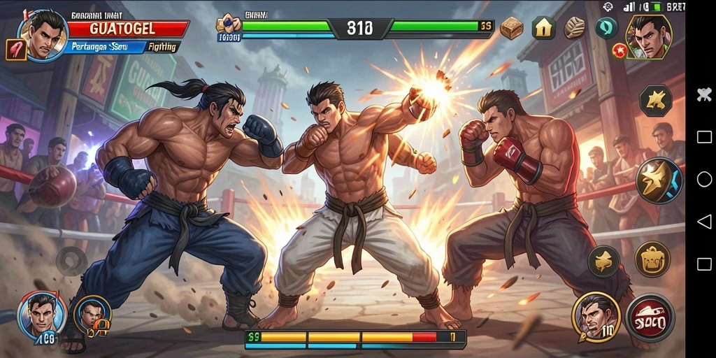 Gameplay seru GUATOGEL saat pertarungan berlangsung.