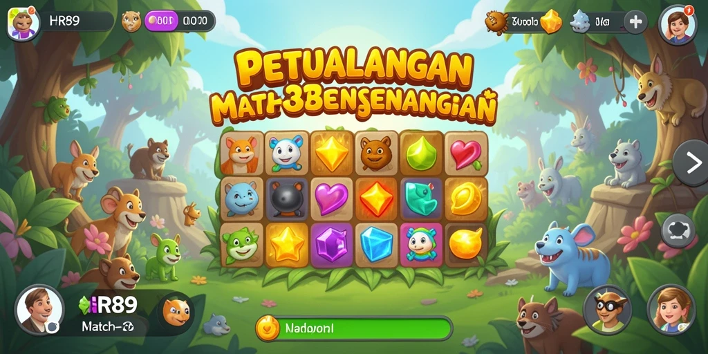 Tampilan gameplay HR89 dengan keseruan Match-3 yang menantang.