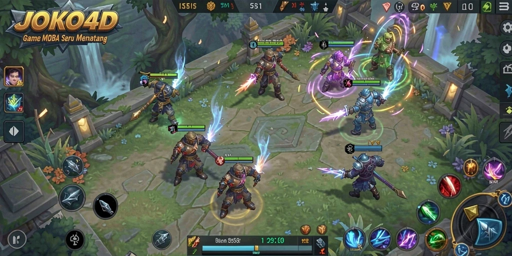 Screenshot utama JOKO4D menampilkan aksi seru dalam pertempuran MOBA.