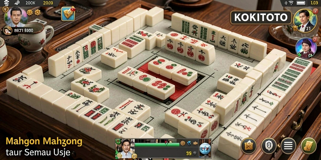 Gameplay seru KOKITOTO dengan tampilan ubin Mahjong yang menarik.