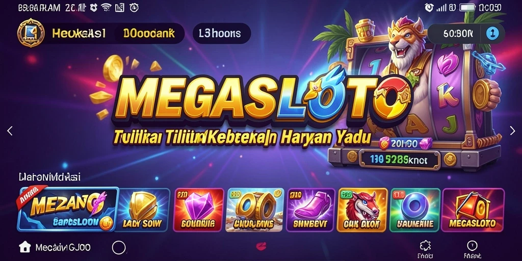 Screenshot utama MEGASLOTO menampilkan antarmuka aplikasi Utility yang praktis.