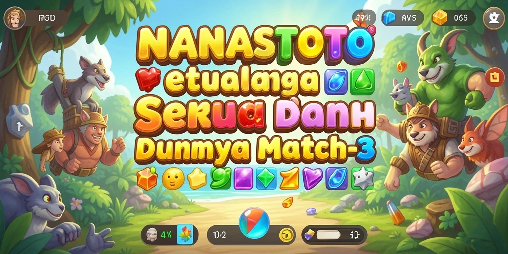 Screenshot gameplay NANASTOTO yang menunjukkan tantangan Match-3.