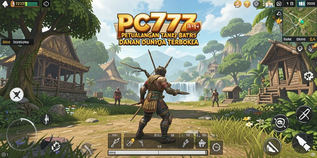 Screenshot utama PC777 menunjukkan aksi eksplorasi menarik dalam dunia terbuka.