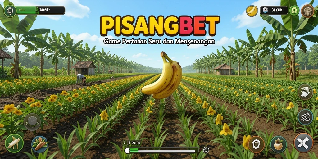 Tangkapan layar gameplay PISANGBET yang menunjukkan aktivitas berkebun.