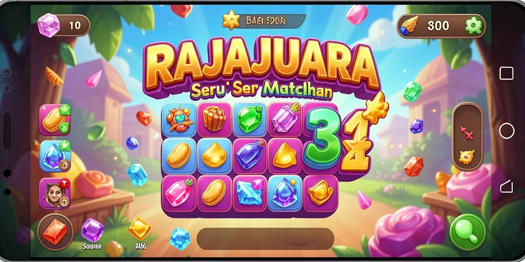 Tampilan seru gameplay Match-3 di RAJAJUARA.