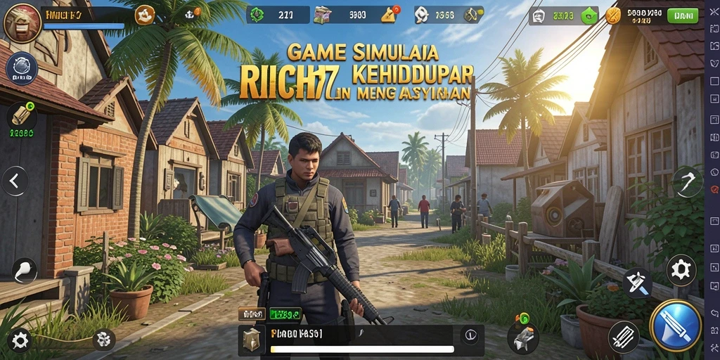 Tangkapan layar gameplay RICH7 dengan aktivitas simulasi yang seru.