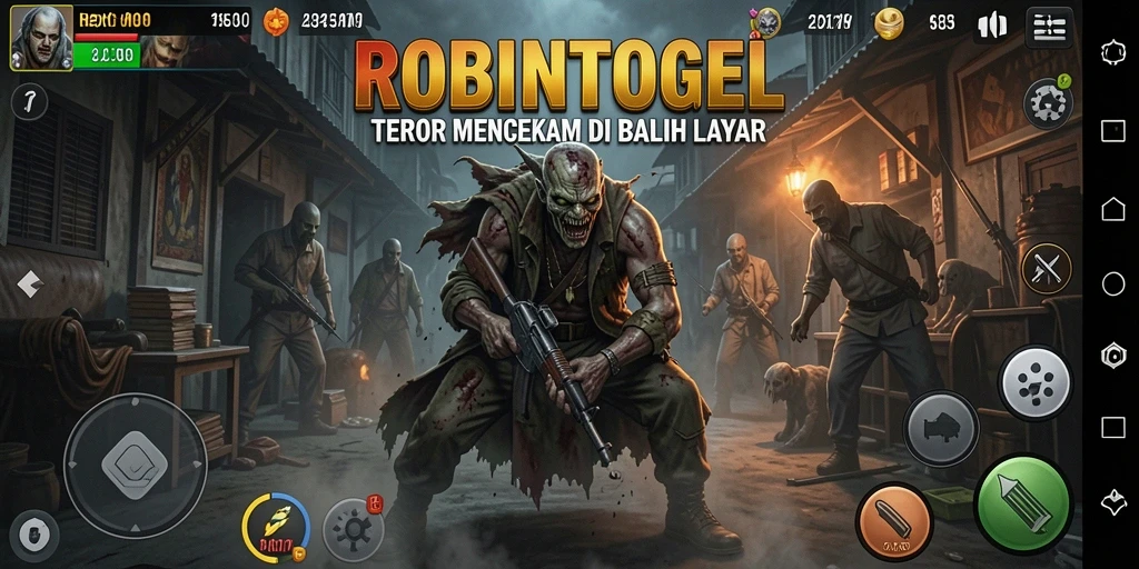 Screenshot utama menampilkan momen menegangkan dalam gameplay ROBINTOGEL.