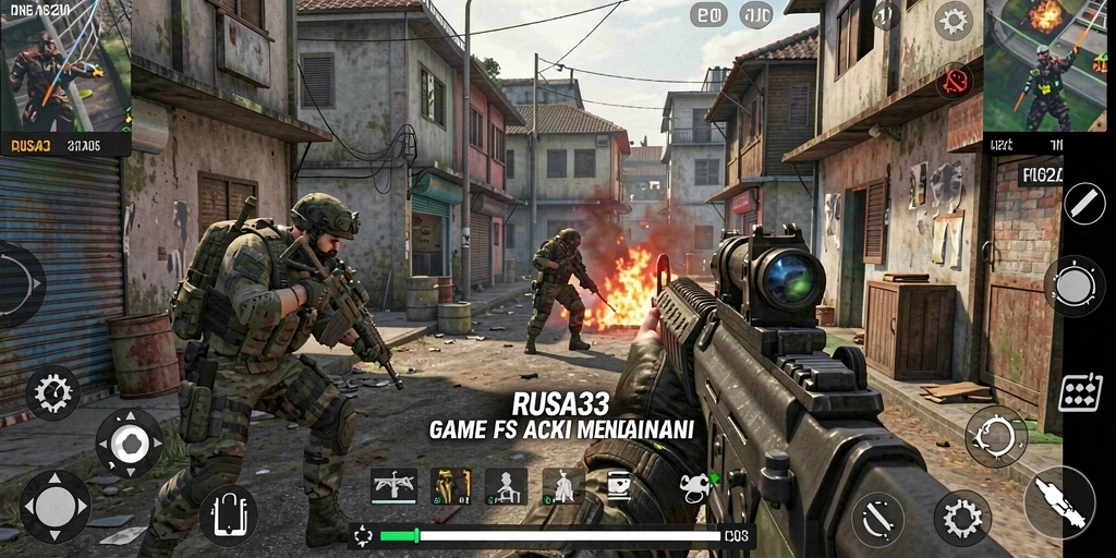 Screenshot gameplay RUSA33 menampilkan aksi menegangkan dalam pertempuran FPS.