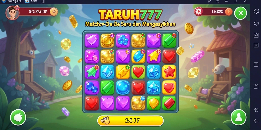 TARUH777 gameplay Match-3 menyenangkan dengan berbagai level menantang.