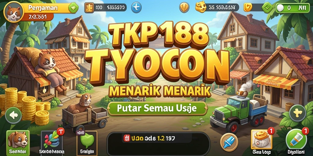 Screenshot gameplay TKP188 yang menunjukkan manajemen bisnis yang seru.