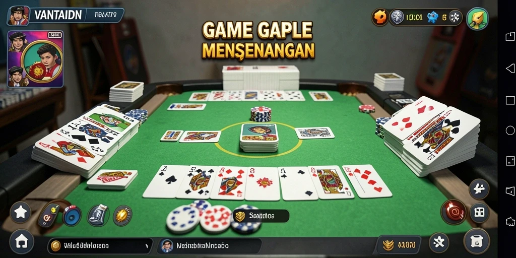 Tampilan seru dari gameplay Gaple VANTAIDN yang memikat.