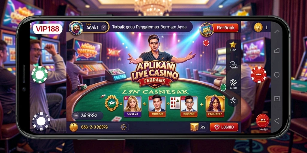 Screenshot gameplay VIP188 dengan dealer langsung yang interaktif.